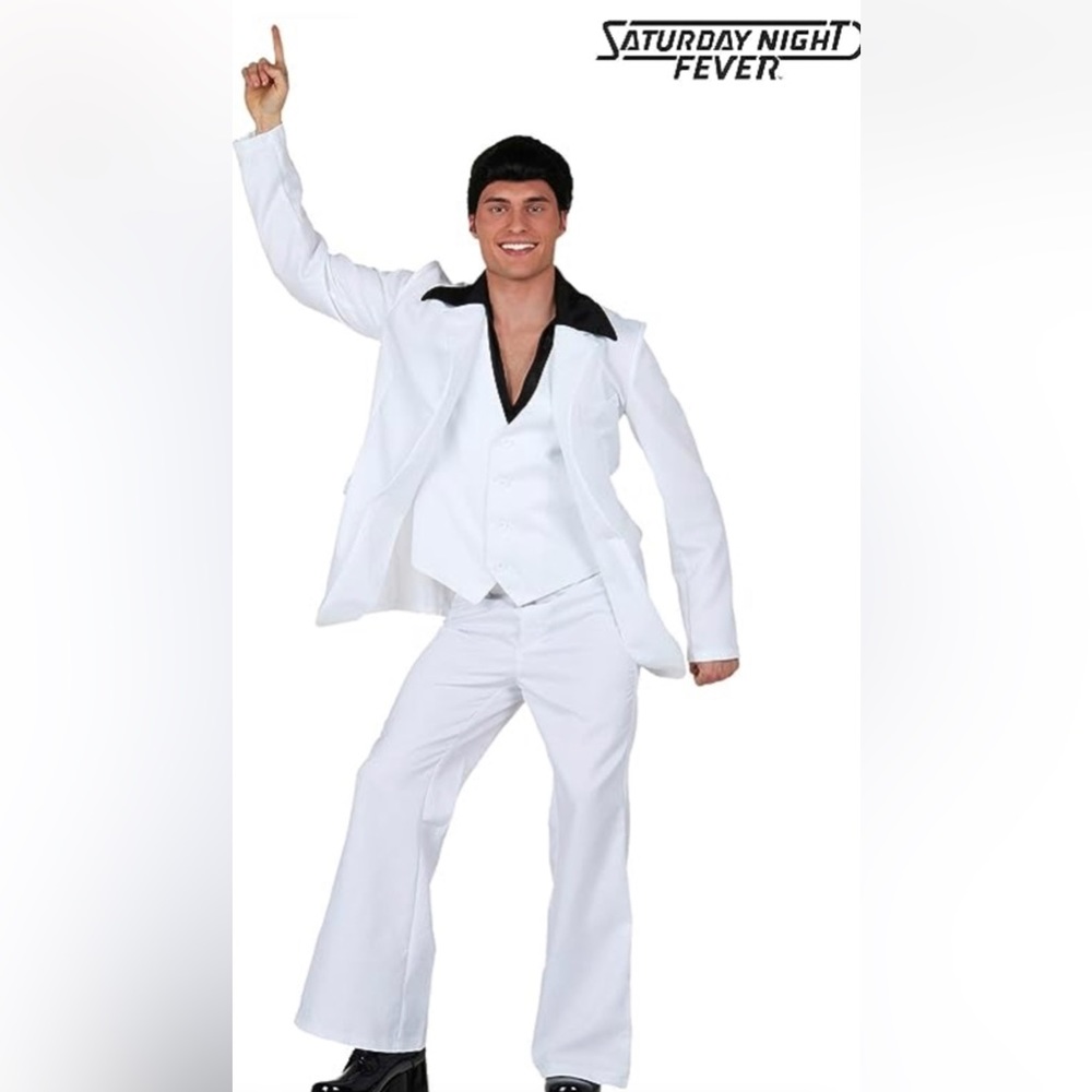 NWT Charades Men'S Disco Fever Suit, White, Small